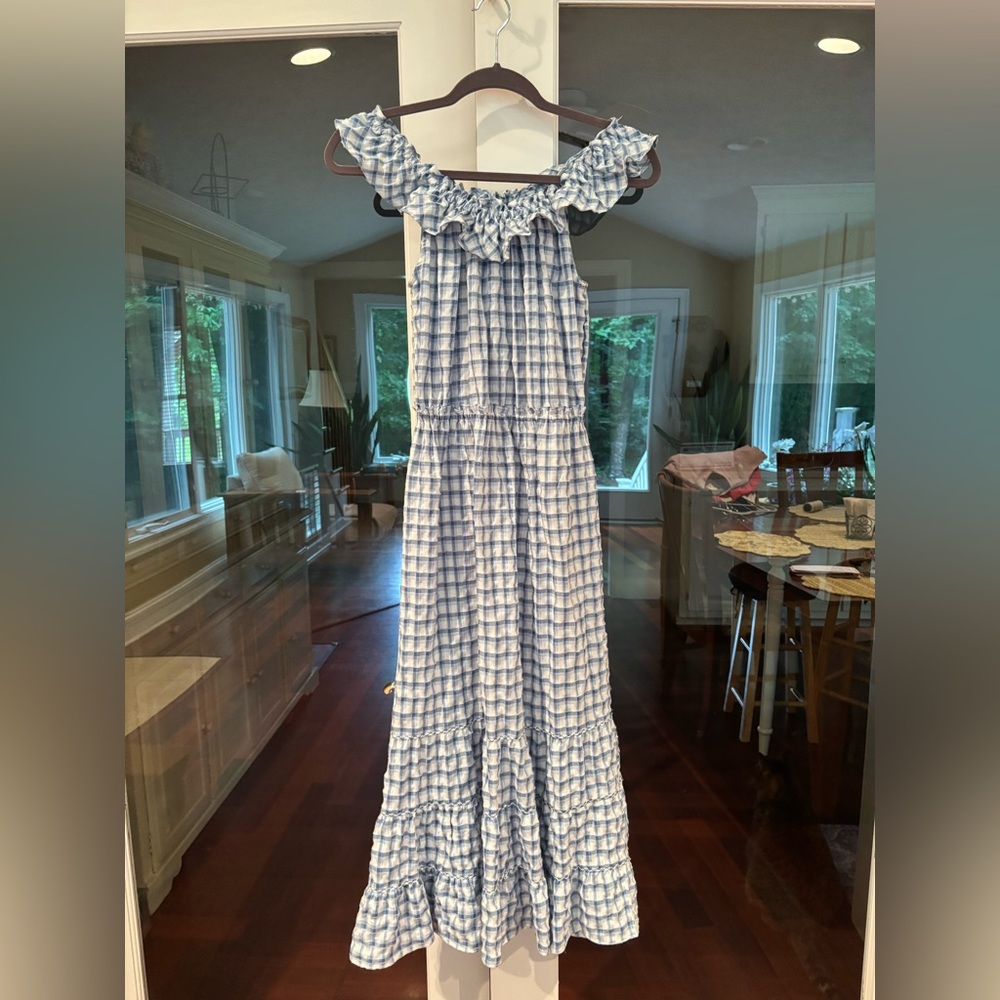 Max Studio Blue and White Checkered Dress